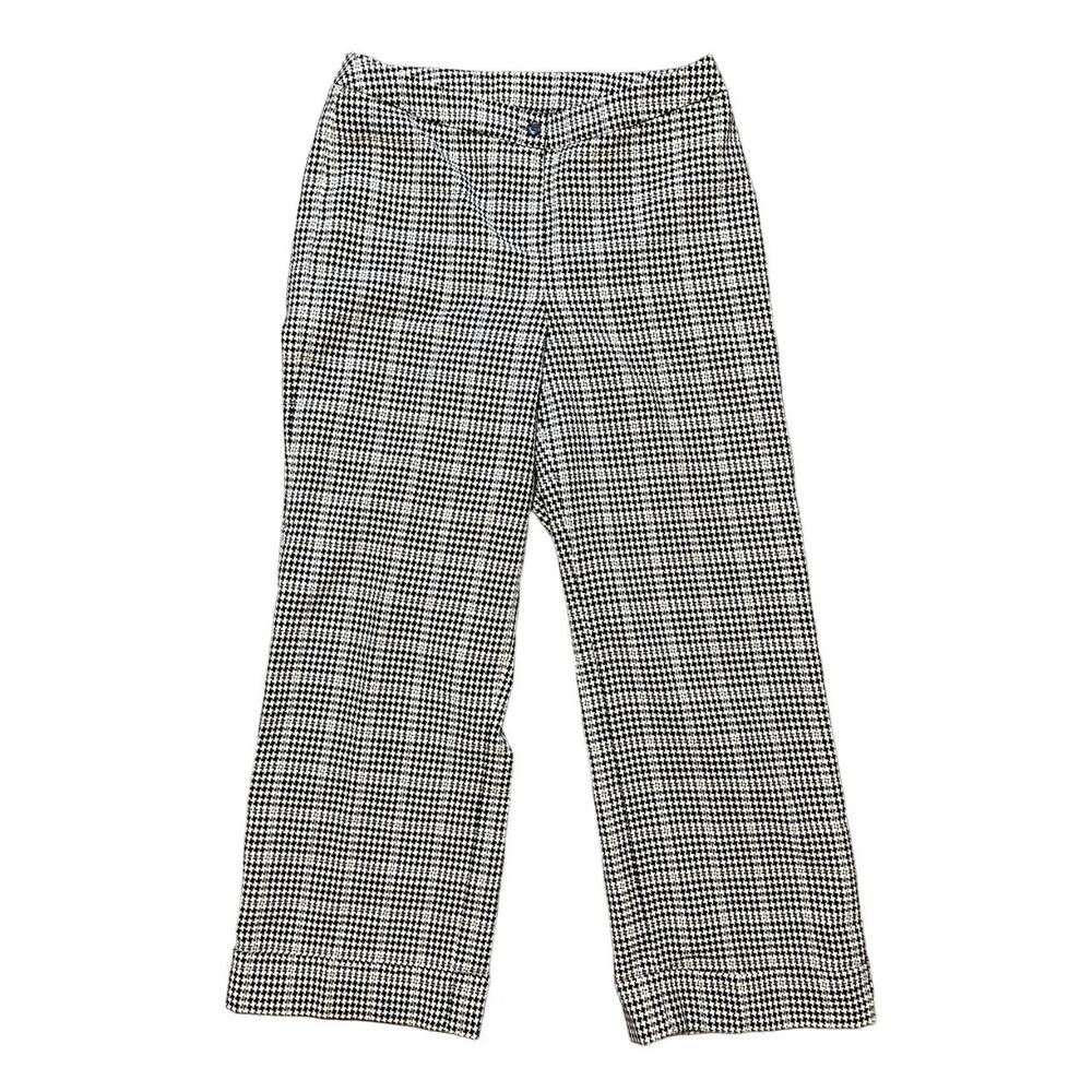 VTG HARVE BENARD 100% Wool Wide Leg Houndstooth Plaid Trouser Pants SZ 10